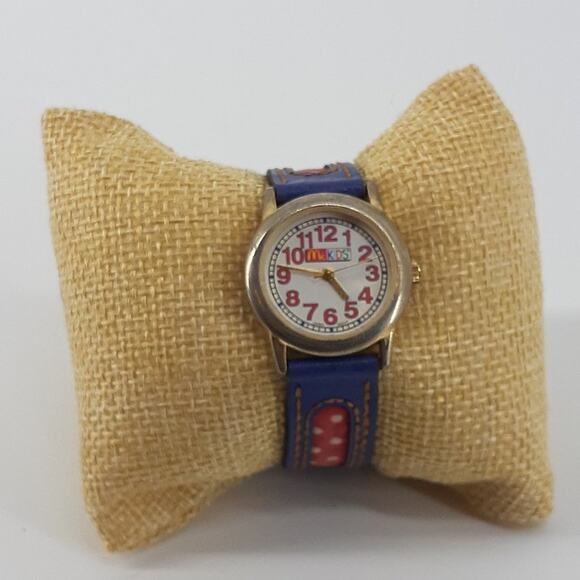 Vintage McKids Stainless Steel Back Japan Movt Blue Red Polkadot Time Child's - Picture 12 of 12